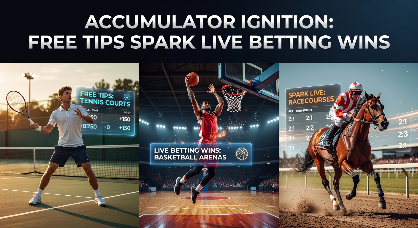 Dynamic scene of a tennis player mid-serve on a sunlit court, overlaid with glowing accumulator bet graphics and live odds ticking upward