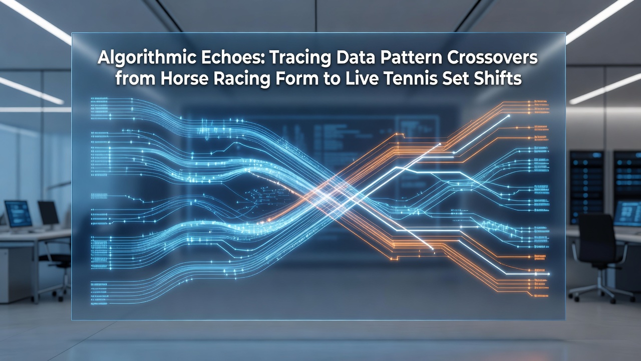 Split screen comparison of algorithmic outputs for horse racing pace analysis and tennis momentum tracking