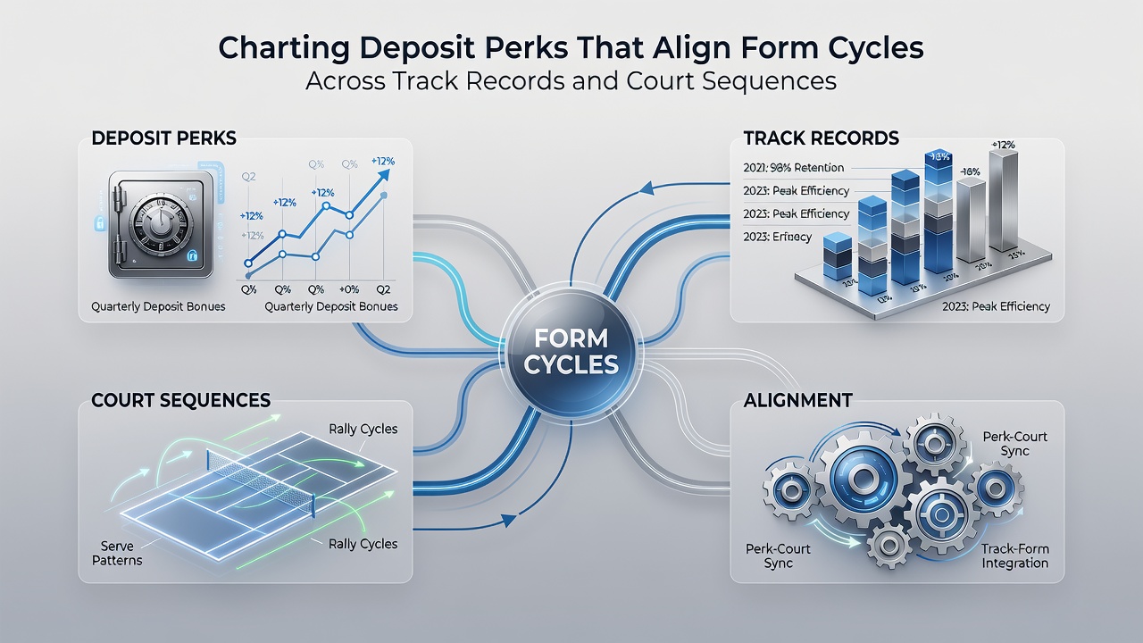 Chart displaying tennis player performance cycles on different court surfaces alongside corresponding deposit bonus activation periods