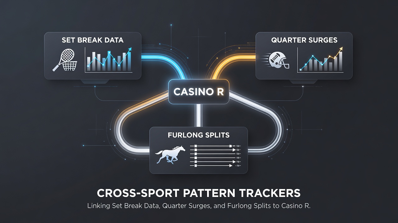 Detailed visualization of cross-sport data flows linking tennis momentum, basketball runs, and racing splits to casino loyalty redemptions