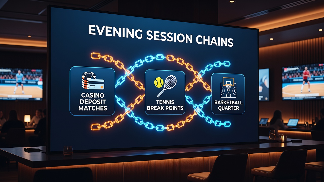 Tennis break point and basketball quarter total betting activity during evening sessions