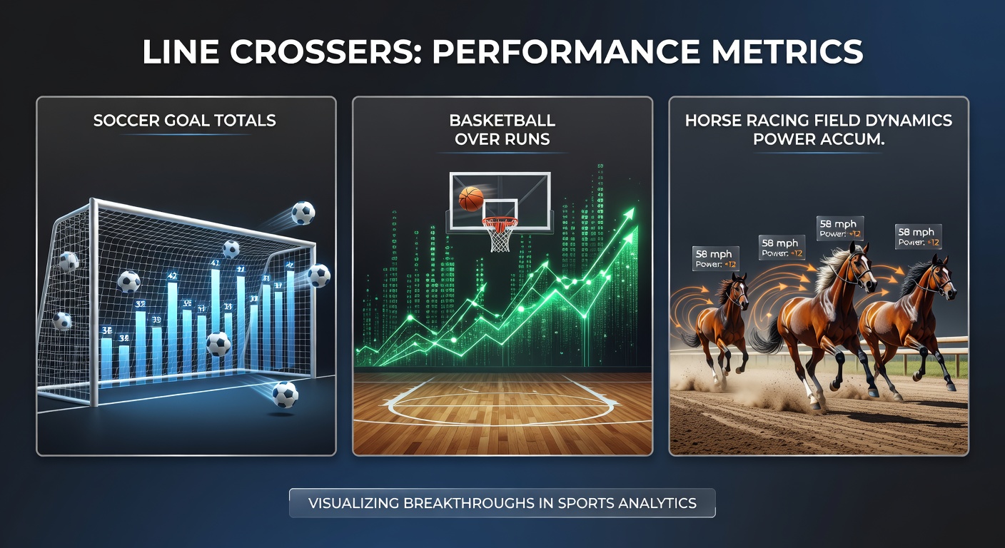 Action shot of basketball players driving a scoring surge past the over line, overlaid with rising total graphs and accumulator payout icons