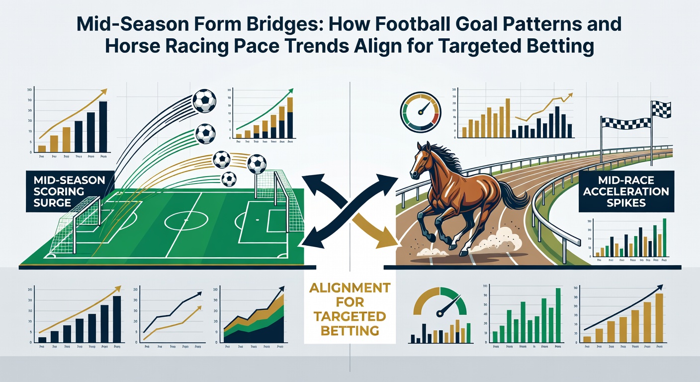 Graph displaying overlapping statistical trends between football goal timings and horse racing sectional splits