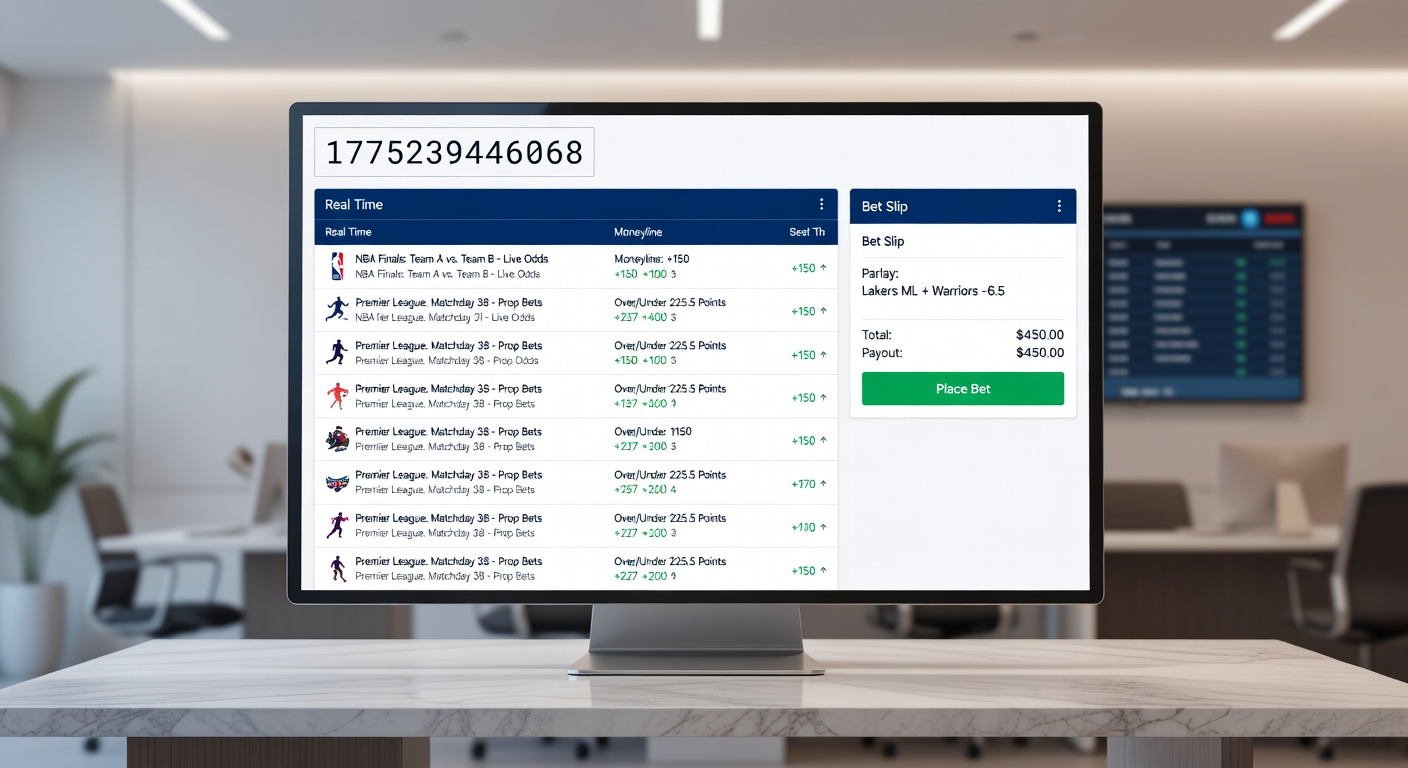 Digital dashboard displaying live sports betting odds and analytics on a smartphone screen