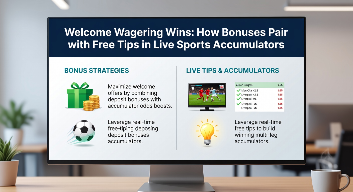 Sportsbook interface showing a building live accumulator with welcome bonus funds applied, odds climbing amid an intense match highlight